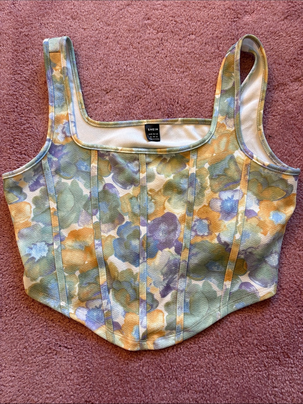 SHEIN Pastel Floral Corset Crop Top